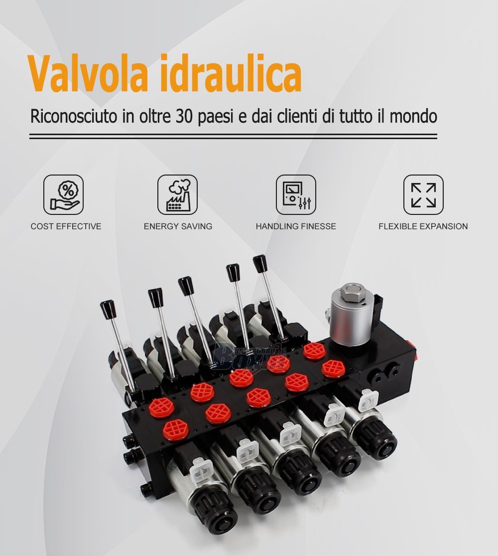 High Pressure DCV56 Solenoid 5 Spool Sectional Hydraulic Valve